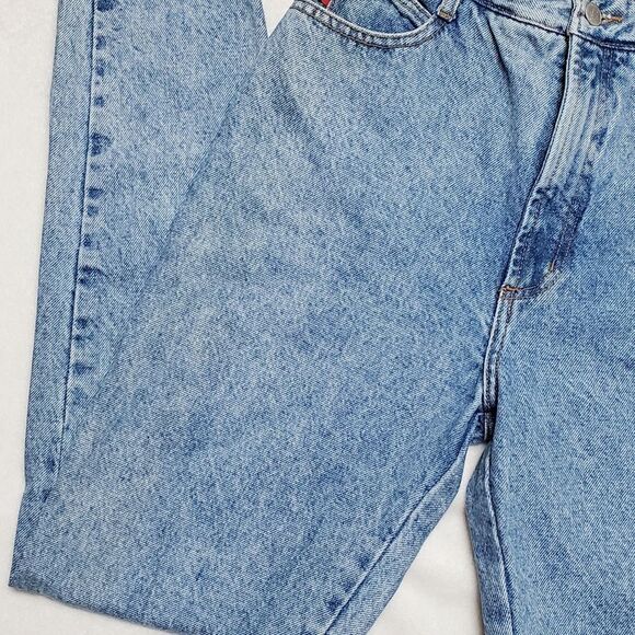 VINTAGE 1980s Bongo Light Stone Wash High Waisted Slim Tapered Skinny Leg Jeans - Picture 9 of 16